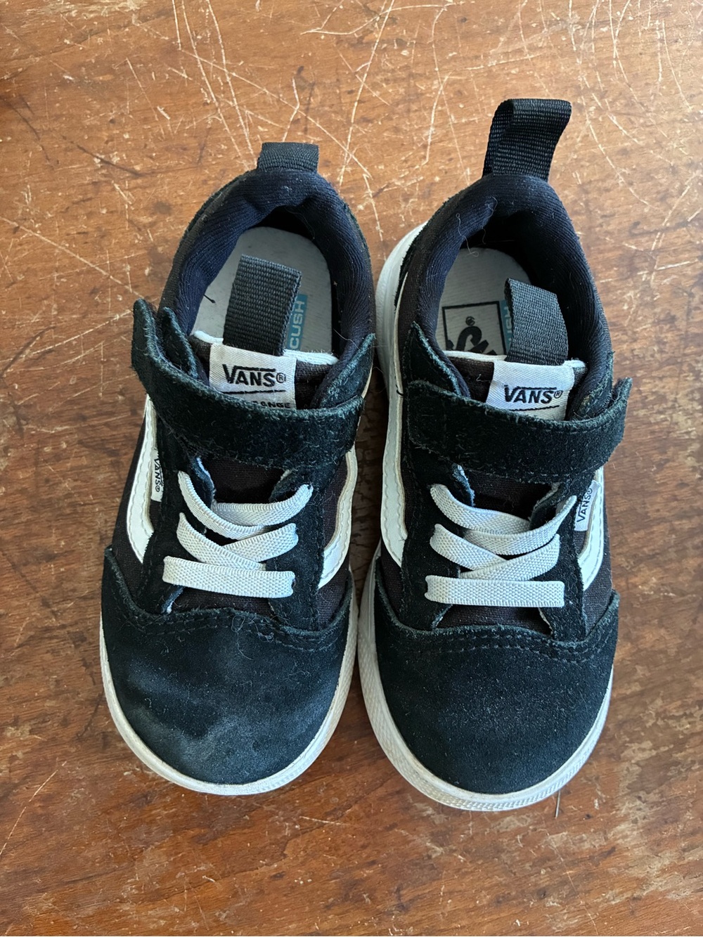 Vans Kids Black and White Strap Sneakers